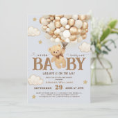 Barly Wait Blue Teddy Bear Baby shower Neutral Kaart (Staand voorkant)
