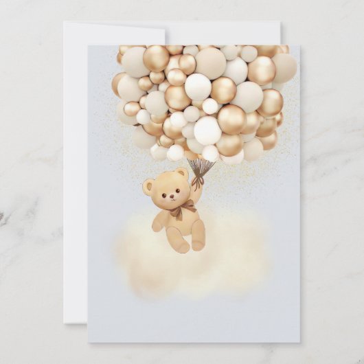 Barly Wait Blue Teddy Bear Baby shower Neutral Kaart (Achterkant)
