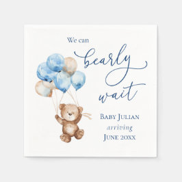 Barly Wait Blue Teddy Bear Baby shower Servet