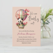 Barly Wait Blush Pink Panda Floral Baby shower Kaart (Staand voorkant)