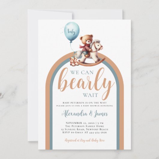 Barly Wait Boho Arch Beer Rocking Baby Jongensdouc Kaart (Voorkant)