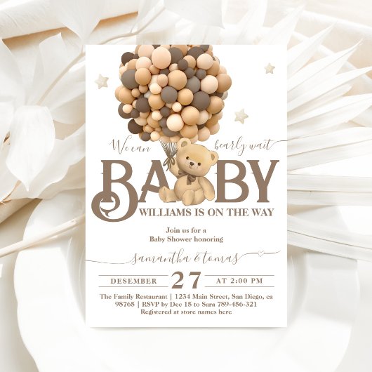 Barly Wait Boho Balloon Neutral Baby shower Kaart