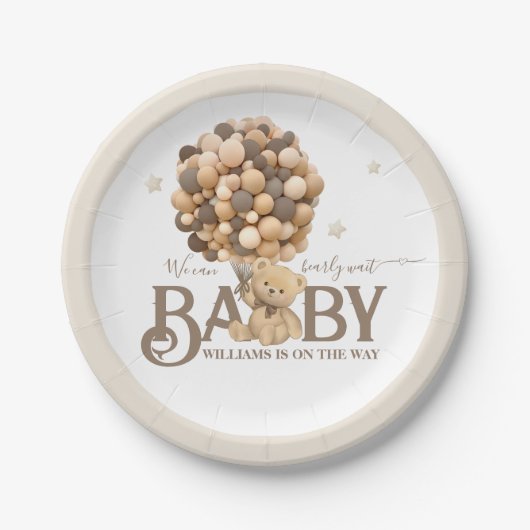 Barly Wait Boho Balloon Neutral Baby shower Papieren Bordje (Voorkant)