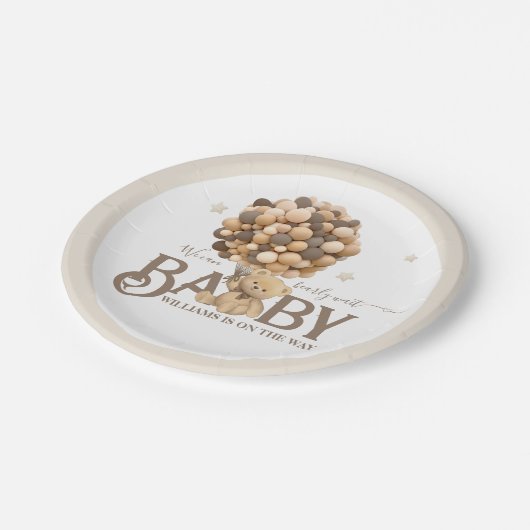 Barly Wait Boho Balloon Neutral Baby shower Papieren Bordje (Gekanteld)