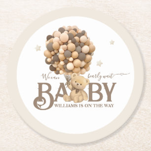 Barly Wait Boho Balloon Neutral Baby shower Ronde Kartonnen Onderzetter