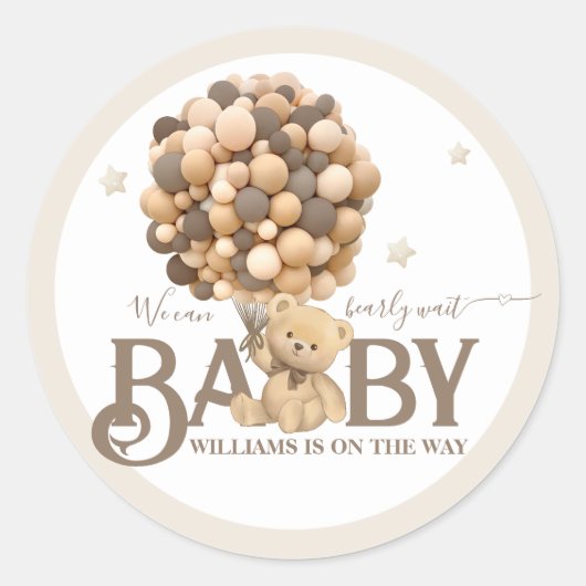 Barly Wait Boho Balloon Neutral Baby shower Ronde Sticker (Voorkant)
