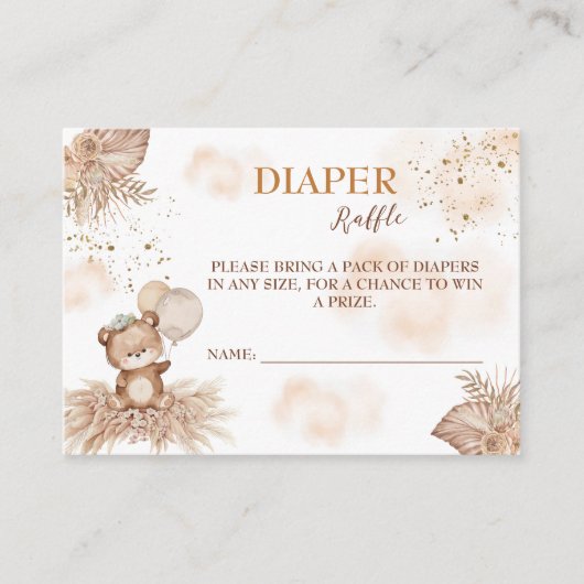 Barly Wait Boho Beer ballonnen Luier Raffle Informatiekaartje (Voorkant)