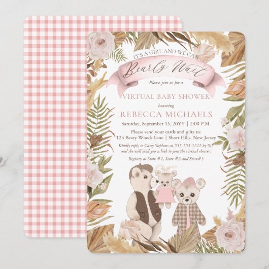 Barly Wait Boho Beer Family Virtual Baby shower I Kaart (Voorkant / Achterkant)