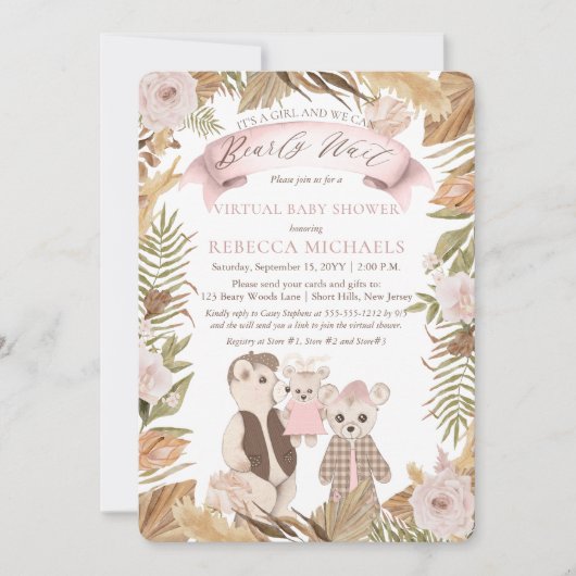 Barly Wait Boho Beer Family Virtual Baby shower I Kaart (Voorkant)