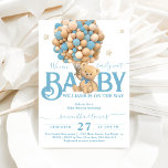 Barly Wait Boho Blauwe Ballon Baby Jongensdouche Kaart<br><div class="desc">Een klein beer is onderweg? Natuurlijk ga je het vieren! Dit Beren ballonnen "We Can Barly Wait" ontwerp helpen u bij het plannen van een geweldige Baby Boy Shower!</div>