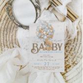 Barly Wait Boho Blue Balloon Boy Baby shower Kaart
