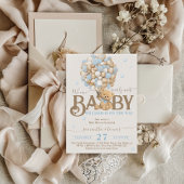 Barly Wait Boho Blue Balloon Boy Baby shower Kaart