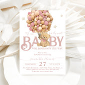 Barly wait boho roze ballon baby meisje douche kaart