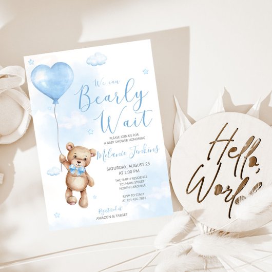 Barly Wait Boy Baby shower Invitation Kaart