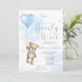 Barly Wait Boy Baby shower Invitation Kaart (Staand voorkant)