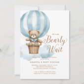 Barly Wait Boy Teddy Bear Baby shower Kaart (Voorkant)
