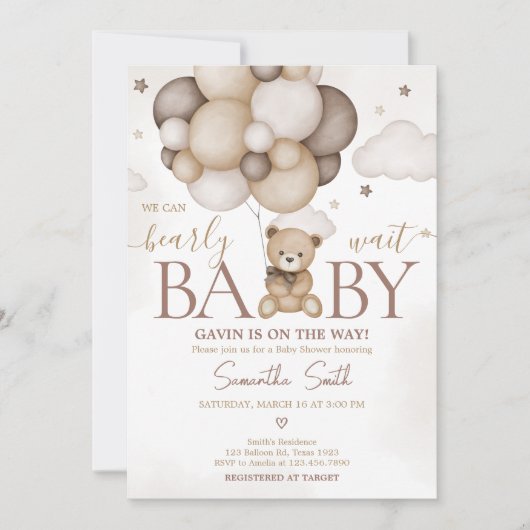 Barly Wait Brown Balloon Baby shower Kaart (Voorkant)