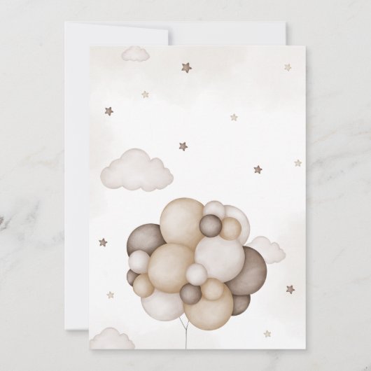 Barly Wait Brown Balloon Baby shower Kaart (Achterkant)
