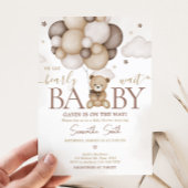Barly Wait Brown Balloon Baby shower Kaart