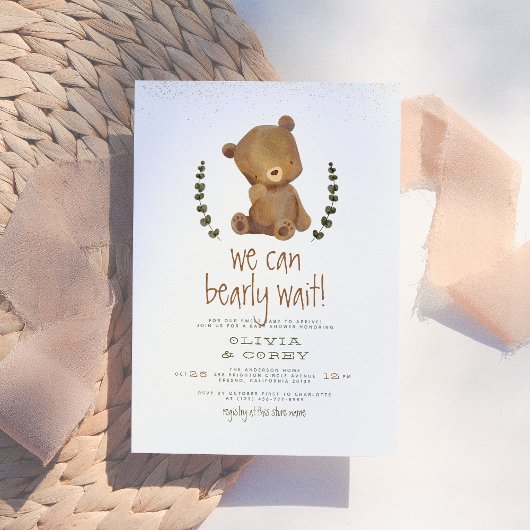 Barly Wait | Cute Beer & Eucalyptus Baby shower Kaart