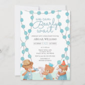 Barly Wait Cute Waterverf Teddy Bear Baby shower Kaart (Voorkant)