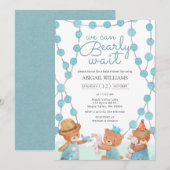 Barly Wait Cute Waterverf Teddy Bear Baby shower Kaart (Voorkant / Achterkant)