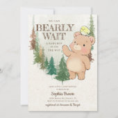 Barly Wait Cute Woodland Beer Baby shower Kaart (Voorkant)