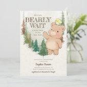 Barly Wait Cute Woodland Beer Baby shower Kaart (Staand voorkant)