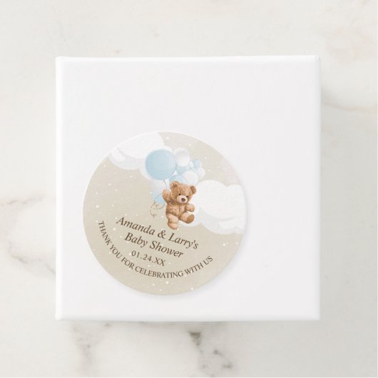 Barly Wait Dusty Blue Teddy Bear Bedankjes Labels (In situ)