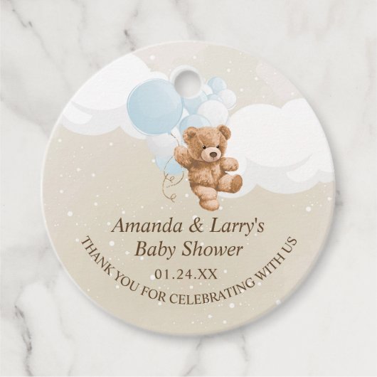 Barly Wait Dusty Blue Teddy Bear Bedankjes Labels (Voorkant)