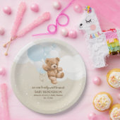 Barly Wait Dusty Blue Teddy Bear Napkins Papieren Bordje (Feest)