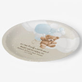 Barly Wait Dusty Blue Teddy Bear Napkins Papieren Bordje (Gekanteld)