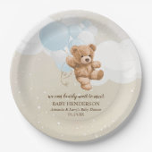 Barly Wait Dusty Blue Teddy Bear Napkins Papieren Bordje (Voorkant)