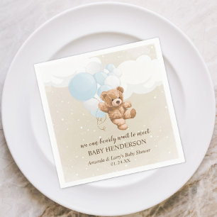 Barly Wait Dusty Blue Teddy Bear Napkins Servet