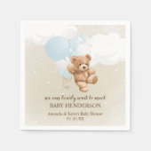 Barly Wait Dusty Blue Teddy Bear Napkins Servet (Voorkant)