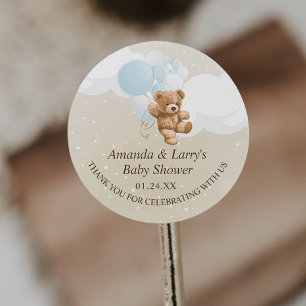 Barly Wait Dusty Blue Teddy Bear Ronde Sticker
