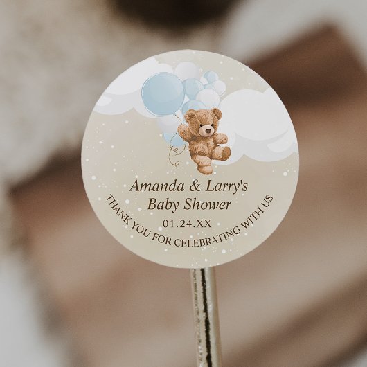 Barly Wait Dusty Blue Teddy Bear Ronde Sticker