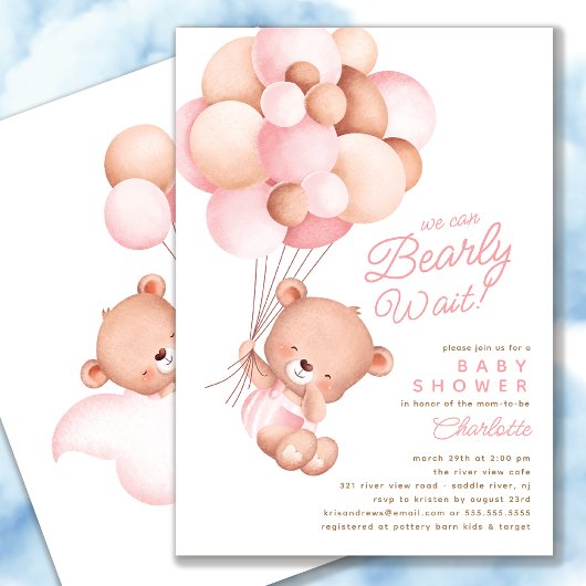 Barly Wait Girl Baby shower Invitation Kaart
