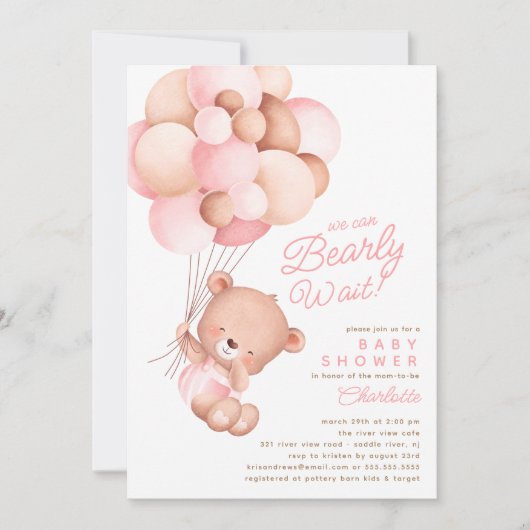 Barly Wait Girl Baby shower Invitation Kaart (Voorkant)