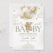 Barly Wait Groene Ballon Baby shower Kaart (Voorkant)