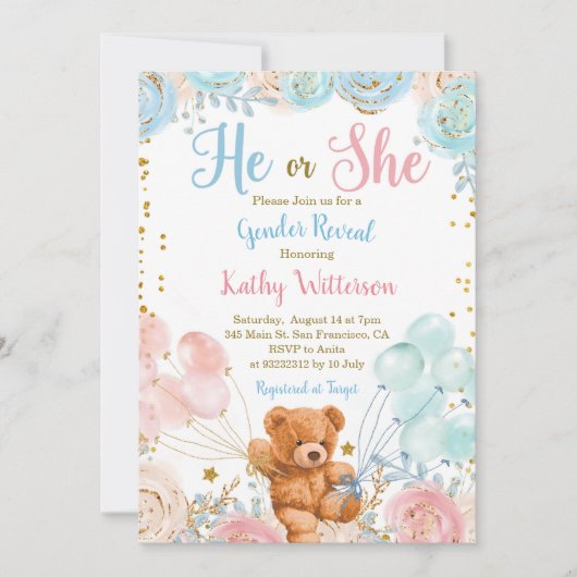 Barly Wait He of she Gender Reopenbaart Baby showe Kaart (Voorkant)