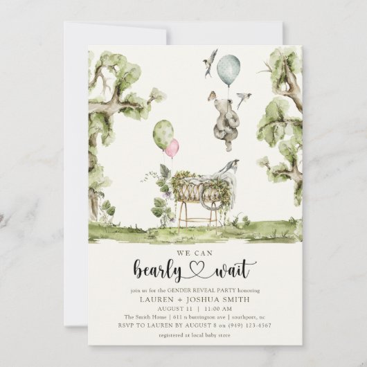 Barly Wait Heart Gender Reopenbaart Party Kaart (Voorkant)