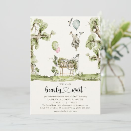 Barly Wait Heart Gender Reopenbaart Party Kaart (Staand voorkant)