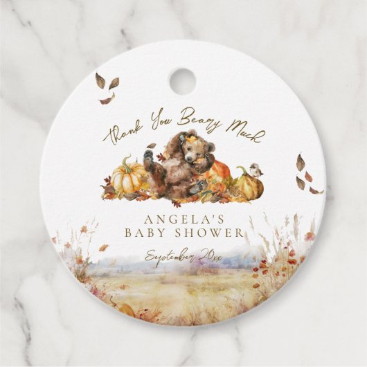 Barly Wait Herfst Woodland Aquarel Baby shower Bedankjes Labels (Voorkant)