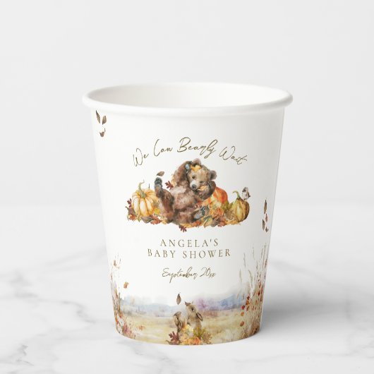 Barly Wait Herfst Woodland Aquarel Baby shower Papieren Bekers (Achterkant)
