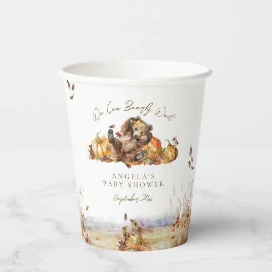 Barly Wait Herfst Woodland Aquarel Baby shower Papieren Bekers (Voorkant)