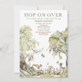 Barly Wait Hop on Over Woodland Baby shower Kaart (Voorkant)