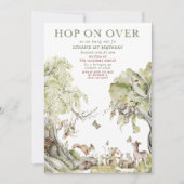 Barly Wait Hop over Woodland 1st Birthday Kaart (Voorkant)