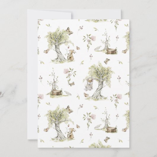 Barly Wait Hop over Woodland 1st Birthday Kaart (Achterkant)