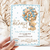 Barly Wait Modern Blue Boy Baby shower Kaart